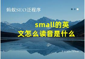 small的英文怎么读音是什么