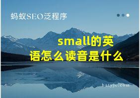 small的英语怎么读音是什么