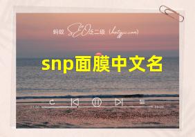 snp面膜中文名