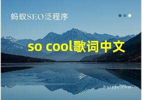 so cool歌词中文