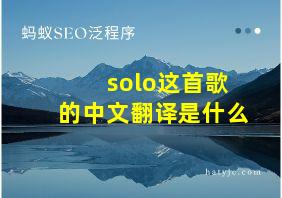 solo这首歌的中文翻译是什么