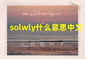 solwly什么意思中文