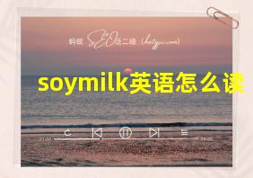 soymilk英语怎么读