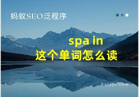 spa in这个单词怎么读