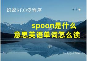 spoon是什么意思英语单词怎么读