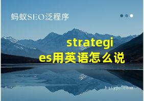 strategies用英语怎么说