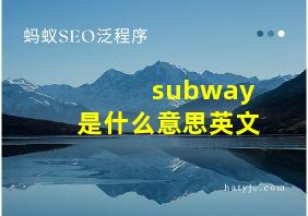 subway是什么意思英文