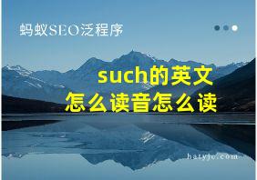 such的英文怎么读音怎么读