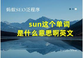 sun这个单词是什么意思啊英文