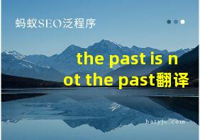 the past is not the past翻译