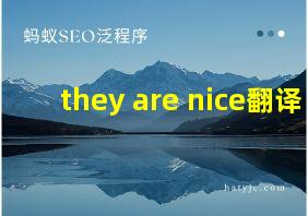 they are nice翻译