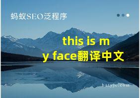 this is my face翻译中文