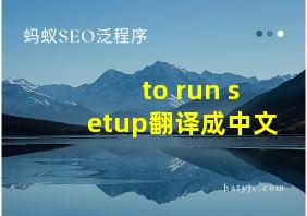 to run setup翻译成中文