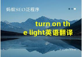 turn on the light英语翻译