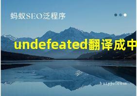 undefeated翻译成中文