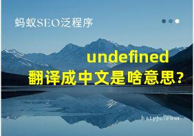 undefined翻译成中文是啥意思?