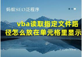 vba读取指定文件路径怎么放在单元格里显示