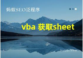 vba 获取sheet