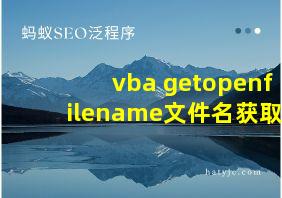 vba getopenfilename文件名获取