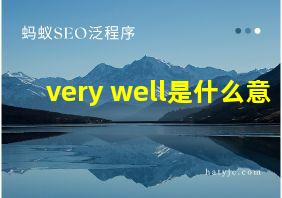 very well是什么意