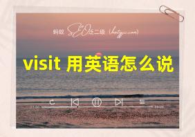 visit 用英语怎么说