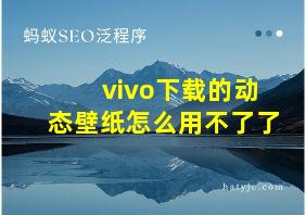 vivo下载的动态壁纸怎么用不了了