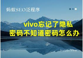 vivo忘记了隐私密码不知道密码怎么办