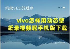 vivo怎样用动态壁纸录视频呢手机版下载