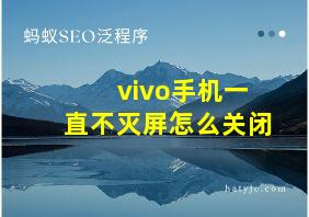 vivo手机一直不灭屏怎么关闭