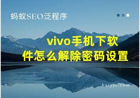 vivo手机下软件怎么解除密码设置