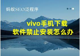 vivo手机下载软件禁止安装怎么办