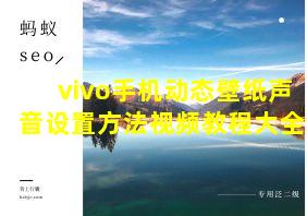 vivo手机动态壁纸声音设置方法视频教程大全