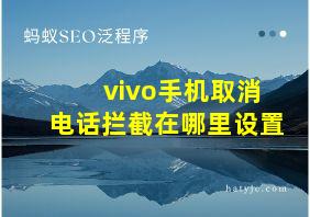 vivo手机取消电话拦截在哪里设置