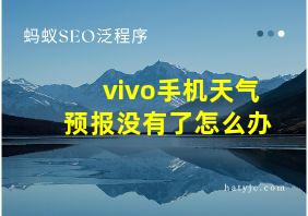 vivo手机天气预报没有了怎么办