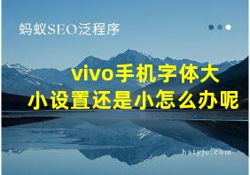 vivo手机字体大小设置还是小怎么办呢