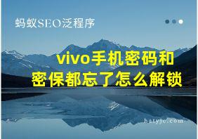 vivo手机密码和密保都忘了怎么解锁