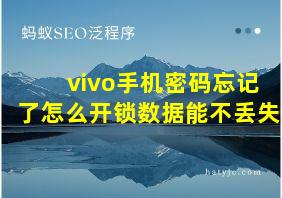 vivo手机密码忘记了怎么开锁数据能不丢失