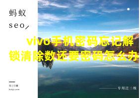 vivo手机密码忘记解锁清除数还要密码怎么办