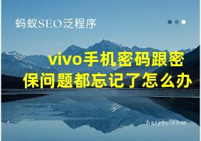 vivo手机密码跟密保问题都忘记了怎么办