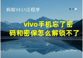 vivo手机忘了密码和密保怎么解锁不了