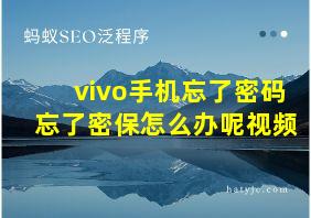 vivo手机忘了密码忘了密保怎么办呢视频