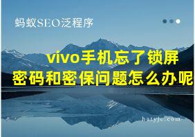 vivo手机忘了锁屏密码和密保问题怎么办呢