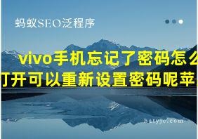 vivo手机忘记了密码怎么打开可以重新设置密码呢苹果