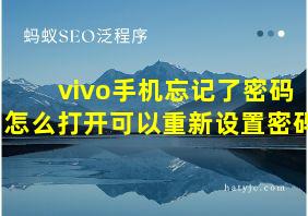 vivo手机忘记了密码怎么打开可以重新设置密码