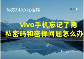 vivo手机忘记了隐私密码和密保问题怎么办