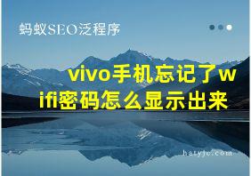 vivo手机忘记了wifi密码怎么显示出来