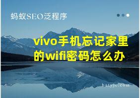 vivo手机忘记家里的wifi密码怎么办