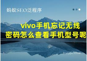 vivo手机忘记无线密码怎么查看手机型号呢