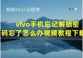 vivo手机忘记解锁密码忘了怎么办视频教程下载