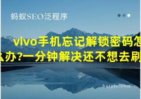 vivo手机忘记解锁密码怎么办?一分钟解决还不想去刷机